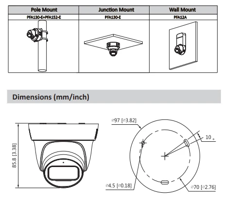  Dahua 5MP HDCVI IR Eyeball Camera Built-in MIC Smart IR 30m Waterproof IP67 HAC-HDW1500TL HAC-HDW15 - 4.0001E+12