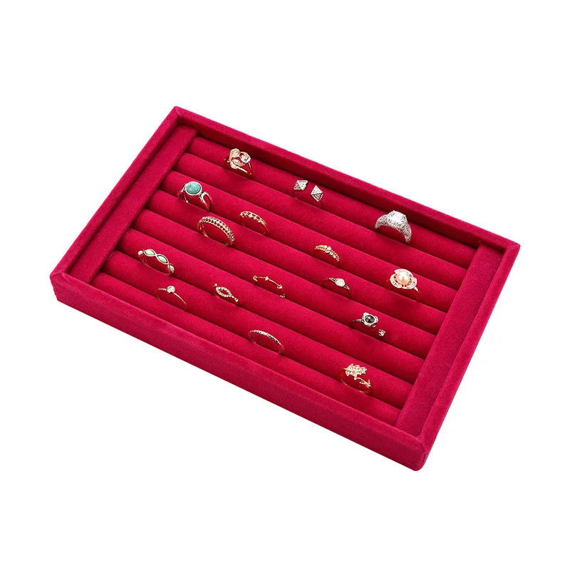 

New Hot Ring Jewelry Pendant Velvet Display Organizer Tray Holder Earring Jewelry Storage Case YAA99