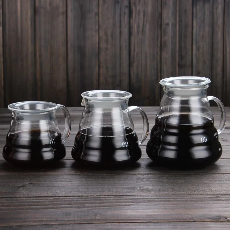V60 Coffee Pot ,350ml 600ml 800ml Glass Coffee Dripper, Insulated Handle To Keep Your Pour Over Coffee and Fresh Drip Kettle