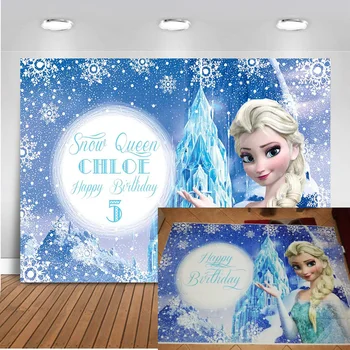 

Customized Name Birthday Happy Birthday Cartoon Winter Snow Kids Birthday Photo Backgrounds Studio Photography Backdrops Vinyl