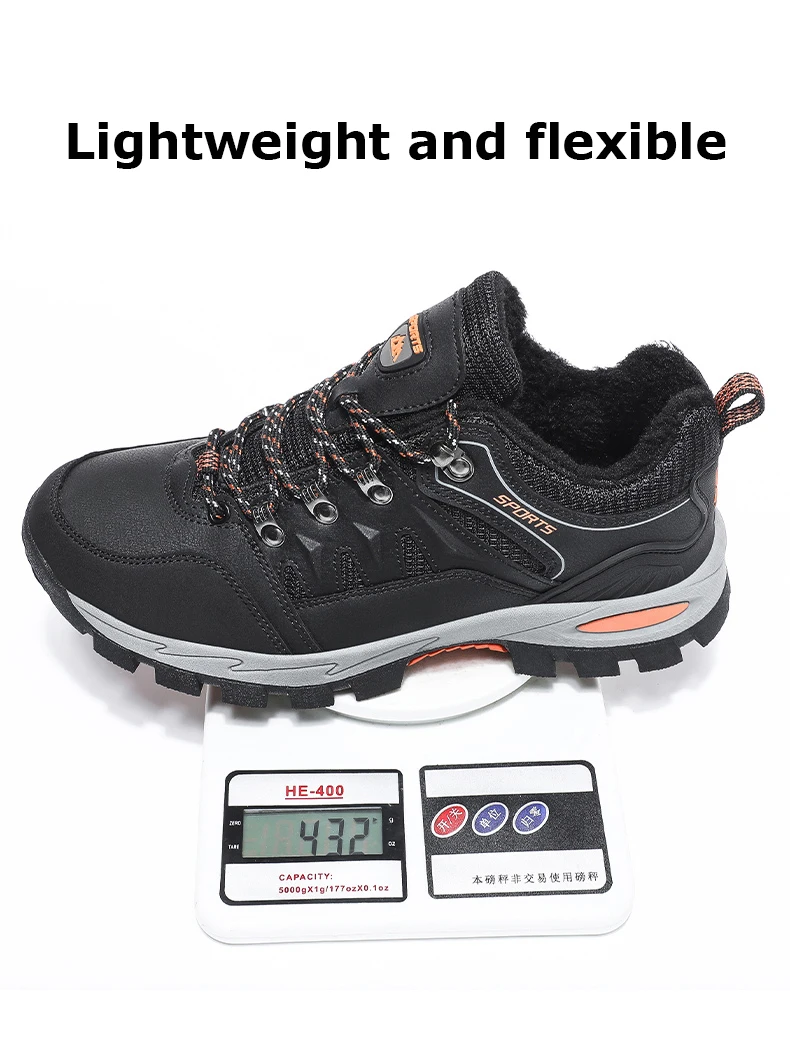 Abhoth Running Shoes Men Sneakers Winter Plus Velvet Keep Warm Snow Non-slip Waterproof Outdoor Hiking Shoes Large Size 36-48