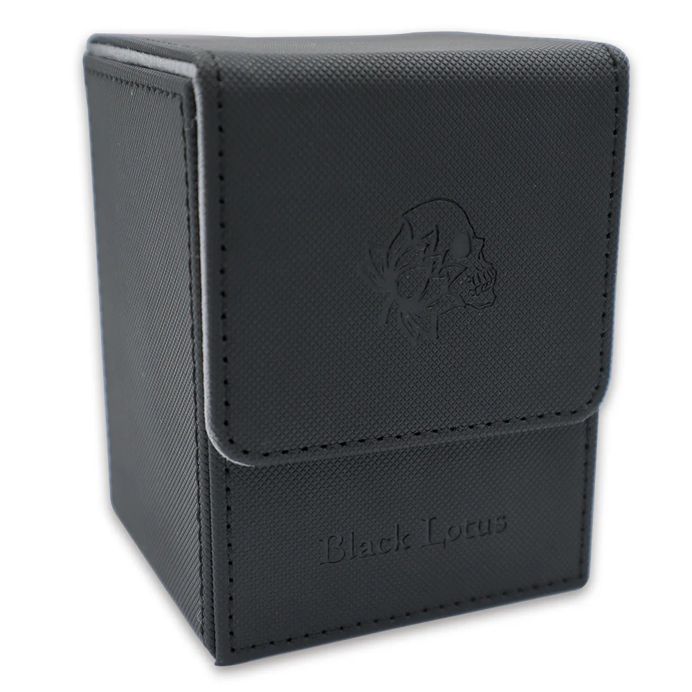 PU Leather PVC Free PREMIUM High Quality Strong Hold Large 90+Card Storage CASE TCG Cards DECK BOX CARDS Protecter (Black Color)