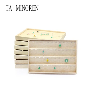 

Hot Fashionable Linen Jewelry Ring Earrings Display Rack Low Price Jewelry Display Box Good-looking Simple Tray