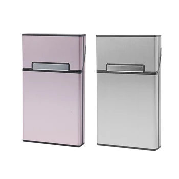 

2 Pcs Ultra Thin Pipes Cigar Case Slim Metal Cigarette Box Gift Box Women Cigarette Holder, Rose Gold & Silver