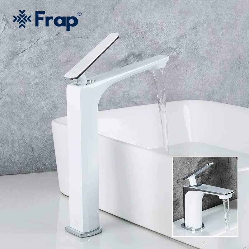 Frap White Bathroom Sink Faucet Tap Brass Bathroom Faucet Deck Mounted Basin Mixer Tap Basin Faucet F1058