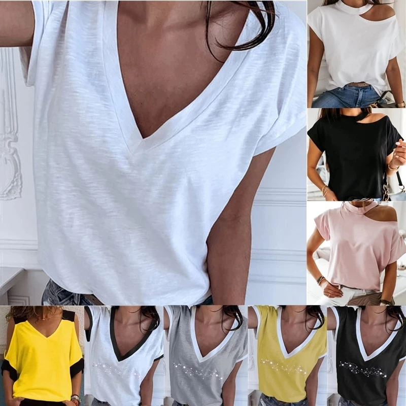Белая Летняя футболка женские повседневные топы с коротким рукавом женская
