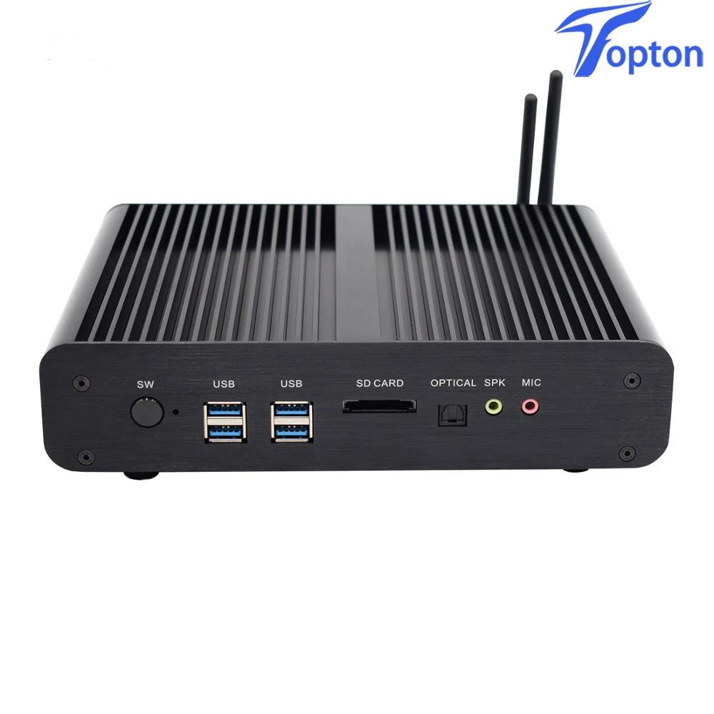 Topton безвентиляторный мини ПК Windows 10 Pro Intel 2* DDR4 32GB Intel i7 7500U HD graphics 620 300M Wifi Kaby Lake настольный компьютер