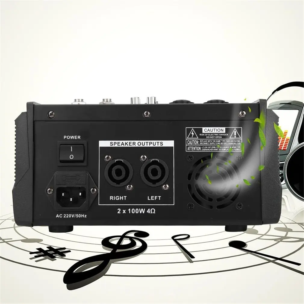 PA4 4 канала аудио микшер звук микшерный пульт с Bluetooth USB Запись 48 В Phantom power Monitor пути Встроенный усилитель мощности