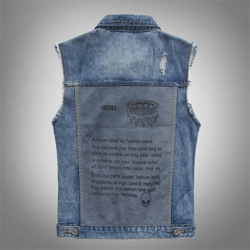 MORUANCLE модные Для мужчин рваные джинсовые жилеты с отверстиями Марка NEW Fashion Hi Street рваные джинсы жилет куртка-безрукавка мыть плюс Размеры M-5XL