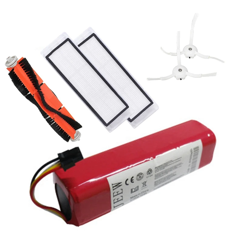 

14.4V5600MAh Vacuum Cleaner Battery+1xRolling Brush+2x Filter+2xSide Brush Suitable for Xiaomi Mi Robot Xiaomi Robot