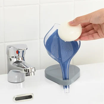 

Rack Box Holder Soap Drain Case bathroom Supplies Tray Suction Plate Drying Cleaning Brush Leaf Creative Sink Shape Storage Dish