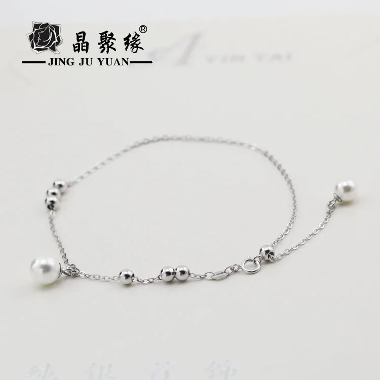 

Jing ju yuan Origional New Style Hot Sales Pearl Light Bead Adjustable Anklet S925 Fine Silver Jewelry