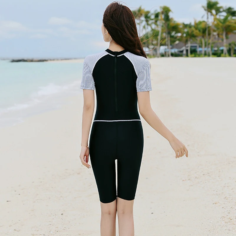 Back Zipper Rashguard Women Diving Suit One Piece Swimsuit Surf Clothes Maillot  De Bain Short Femme Plus Size Beachwear Bathing|Rash Guard| - AliExpress