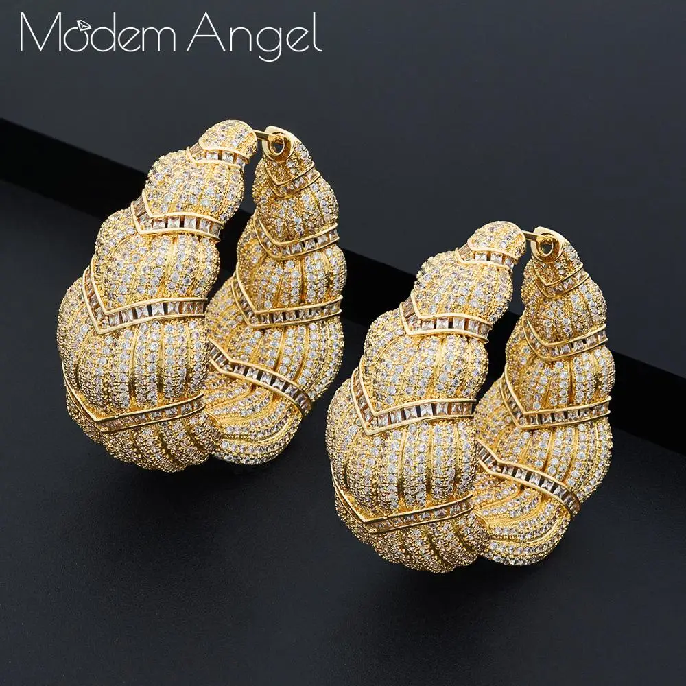 Женские серьги кольца ModemAngel роскошные модные с фианитом аксессуары для женщин