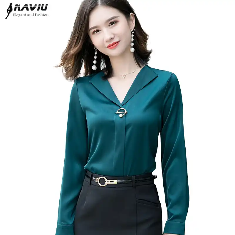 green formal blouse