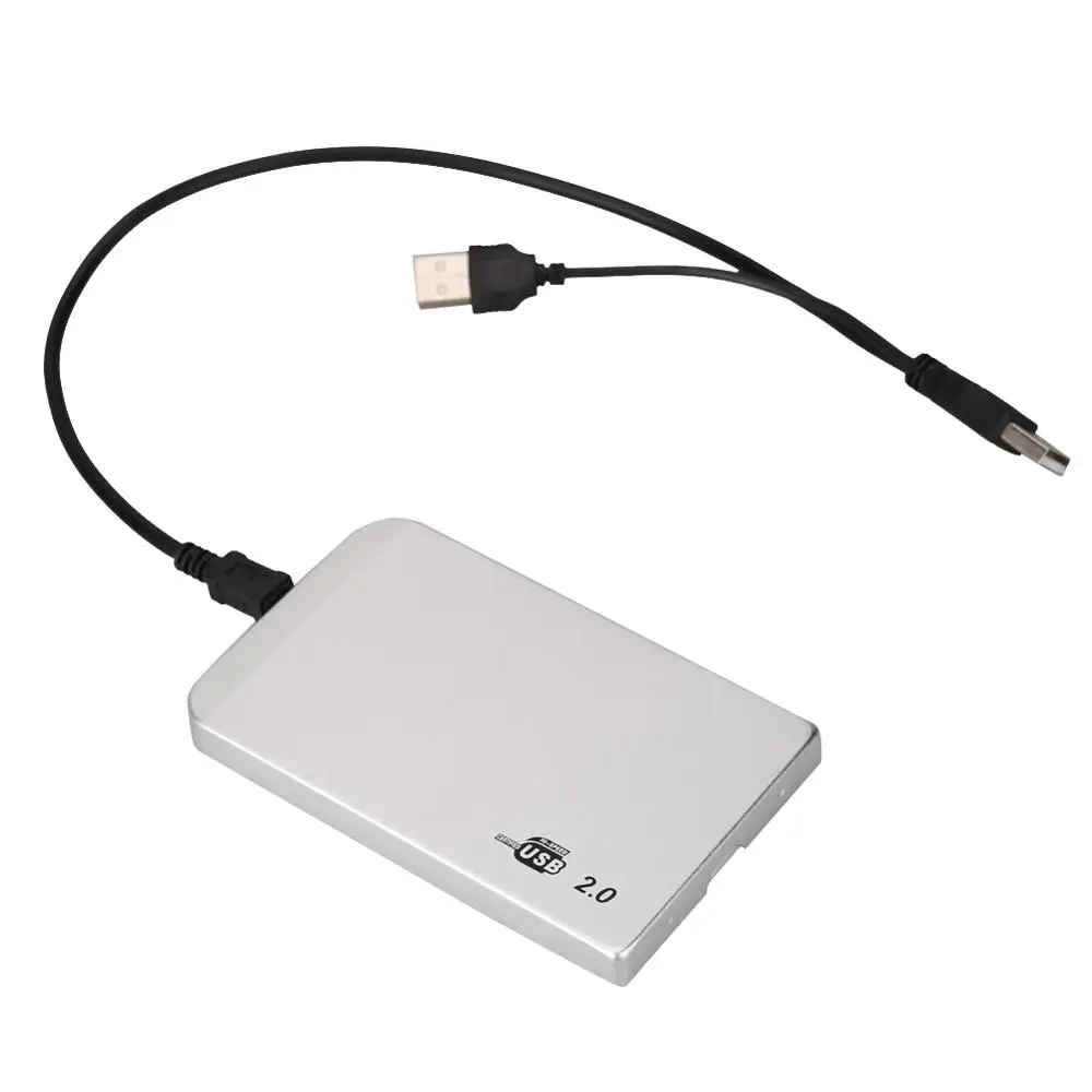 USB 2,0 HDD внешний корпус Чехол 2," IDE SSD мобильный жесткий диск коробка Caddy 2 ТБ Hdd ультра тонкий алюминиевый чехол с Светодиодный индикатор - Цвет: Серебристый