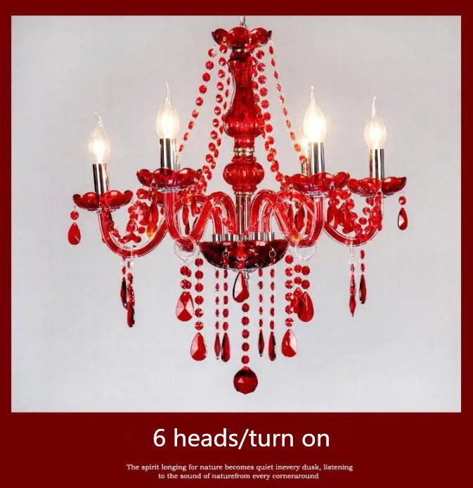 Red crystal glass chandelier candle light wedding wedding room KTV showroom living room dining room lamp free shipping