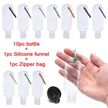 

1810pc 50ml Refillable Bottles Hand Sanitizer Shower Lotion Hook Bottle With Silicone Funnel Containers Travel Alcohol Container