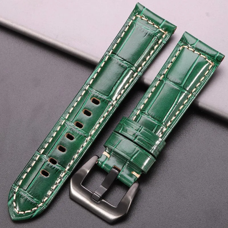 Genuine Leather Crocodile Pattern Watch Strap for Panerai