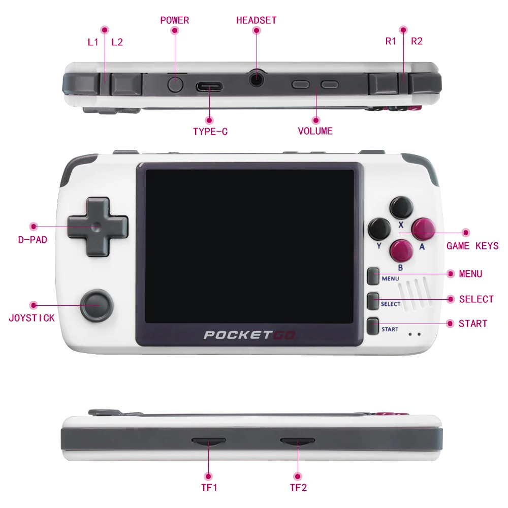 Новая Ретро игровая консоль PocketGo, 3,5 дюймовый ips экран, портативный игровой плеер PG2, портативная игра, сохранение хода игры PS1/SNES NPG