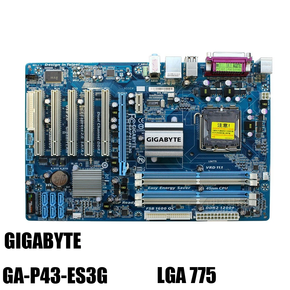 

GIGABYTE GA-P43-ES3G Desktop Motherboard P43 Socket LGA 775 For Core 2 Pentium D DDR2 16G ATX Original Used P43-ES3G Mainboard