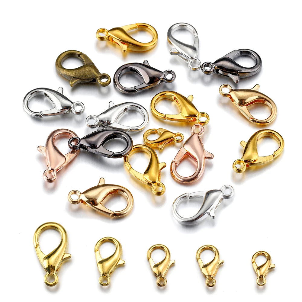 50sets 10/14mm Lobster Clasps Jump Rings for Bracelet Necklace Hooks Chain Closure Keychain End Connector DIY Jewelry Making