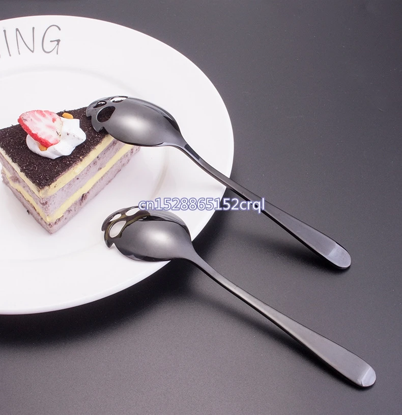 150pcs Coffee Spoon Skull Head Shape 304 Stainless Steel Tableware Tool Black Sugar Spoon Rose Gold Tea Spoon
