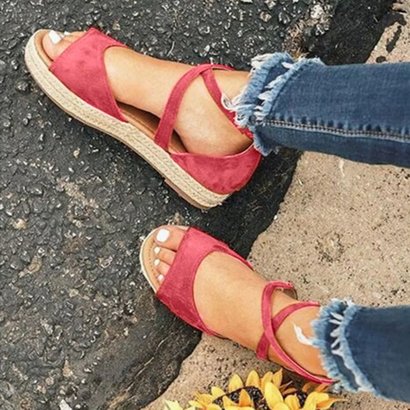 

DIHOPE 2020 Women Sandals Flat Fashion Peep Toe Design Roman Sandals Women Flat Shoes Summer Beach Ladies Shoes Sandals