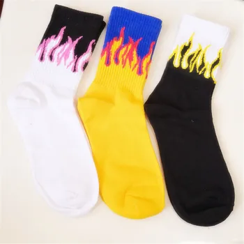 

Funny Flame Fire Pattern Crew Socks Fashion Trendy Novelty Socks for Men Hip Hop Harajuku Skateboard Socks Streetwear