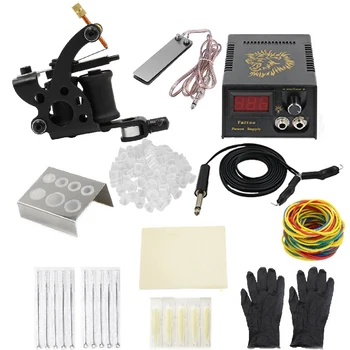 

Tattoo Kits Coil Tattoo machine gun Tattoo Power Supply Tattoo Needles Tips for Liner And Shader Tattoo Supplies
