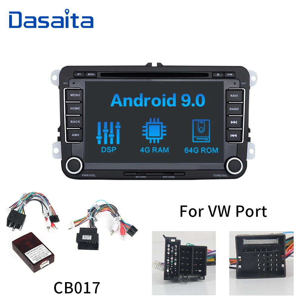 CB017 Dasaita " 2 din Android 9,0 DSP автомобильный dvd-плеер для VW Golf Polo Passat Tiguan EOS Bluetooth gps 1080P видео TDA7850 64G rom MP3 - Цвет: CB017