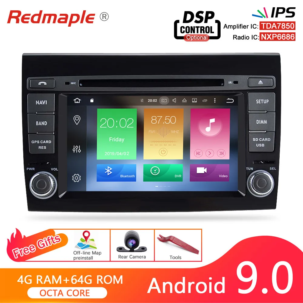 Автомагнитола с 4 Гб ОЗУ Android 9 0 DVD стерео-навигацией для Fiat Bravo 2007-2012 автоаудио Wi-Fi
