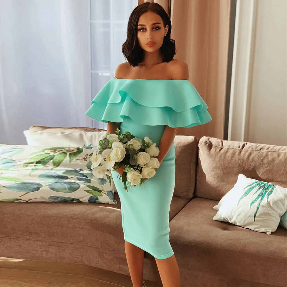 Ocstrade Ruffles Off Shoulder Bodycon Dress 2020 New Arrival Summer Women Mint Sexy Bodycon Dress Club Evening Party Dress Ocstrade Ruffles Off Shoulder Bodycon Dress 2020 New Arrival Summer Women Mint Sexy Bodycon Dress Club Evening Party Dress
