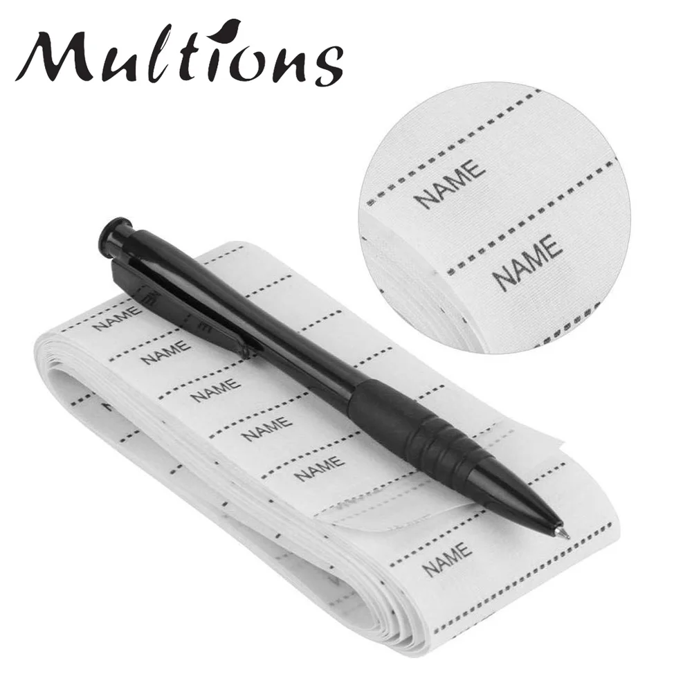 White Washable Iron-on Name Labels Fabric Handmade Labels for Clothes With Pen Garment Tags DIY Sewing Accessories 200Pcs 55*15m