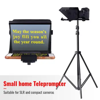 

Professional Mini Teleprompter Adjustable Smartphone Teleprompter Beam Splitter for Home Interview Shooting/Mobile Live w/ Case
