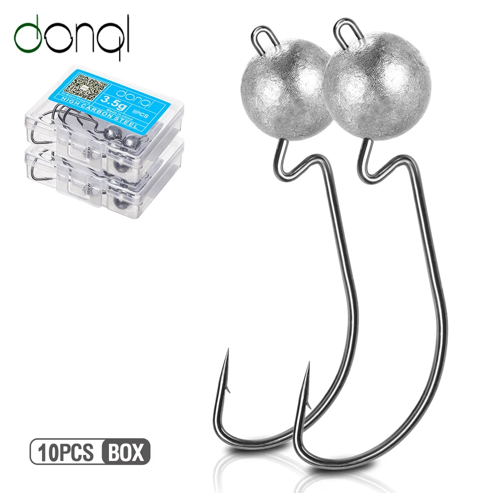 DONQL 5/10 шт. смещение свинцовый крючок для рыбалки Jig Head рыболовный крючок для Мягкая приманка в виде червей 3,5g-14g колючий Карп широкая заводная рукоятка бронзовых морских рыболовных крючков