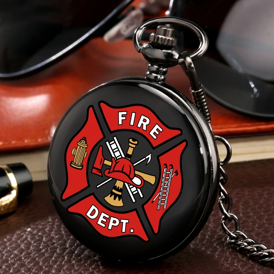 Top Brand Red Fire Fighter Quartz Pocket Watches Punk Black Firefighter Pocket Watches Unisex Gift Necklace Watch for Men Womens 2020 2021 (6)