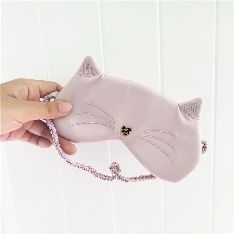

Japanese-style Cute Cat Silky Silk Fabrics Eyeshade Cat Ear Modeling Elastic Not Squeeze Head Nap Eye Patch