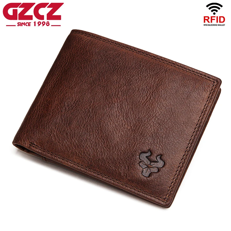 Высококачественный кошелек GZCZ из 100% натуральной кожи с технологией Rfid мужской