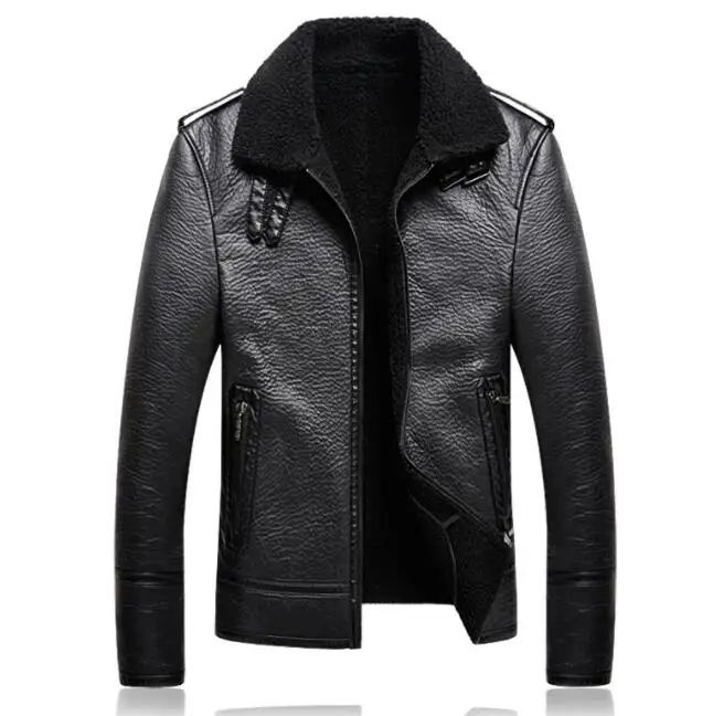 Осенняя мотоциклетная куртка из искусственной кожи, Мужская зимняя утепленная бархатная кожаная куртка, мужские куртки, jaqueta de couro, черная, B99