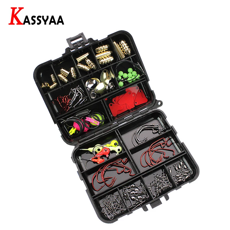 

128pcs/box Fishing Accessories Kit Spoon Lure Copper Lead Sinker Jig Fishhooks Ring Beads Wire Line Spring Pin Swivel Tools
