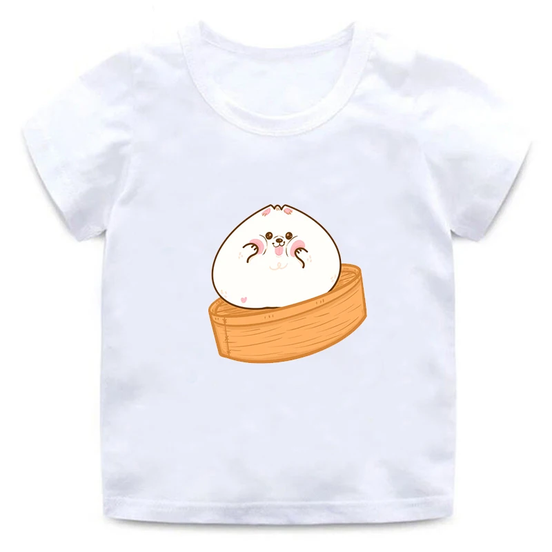 Детская футболка с короткими рукавами Kawaii/Летняя футболка для мальчиков с круглым вырезом с изображением единорога, щенка, мороженого, бутылочка для кошек футболка для девочек - Цвет: Bai01