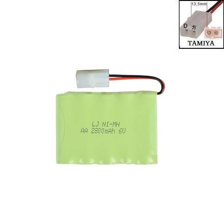 YUKALA 6V 2800mAh Ni-MH AA батарея с зарядным устройством для RC грузовиков/RC автомобилей/RC лодки/RC Танк SM/JST/пробка из Тамия 6 v 2800 mah - Цвет: Многоцветный