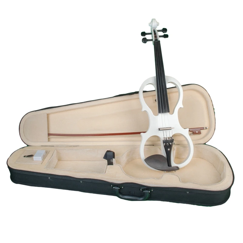 NAOMI 4/4 Electric Violin Fiddle Stringed Instrument& Wood Fittings Cable Headphone Case for Music Lovers