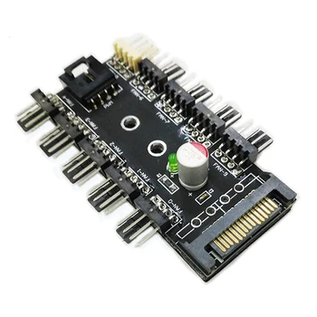 

Computer Chassis Fan HUB SATA Port to 10 Way 12V 3 or 4Pin CPU Cooler Cooling Splitter Hub PWM Controller for 12V 3 4Pin Fan NEW