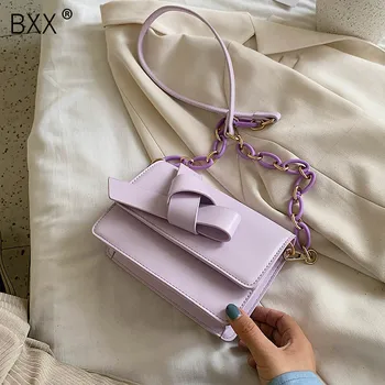 

[BXX] New Design Solid Color PU Leather Chain Crossbody Bags For Women 2020 Fashion Shoulder Handbags Female Travel Bag HM387