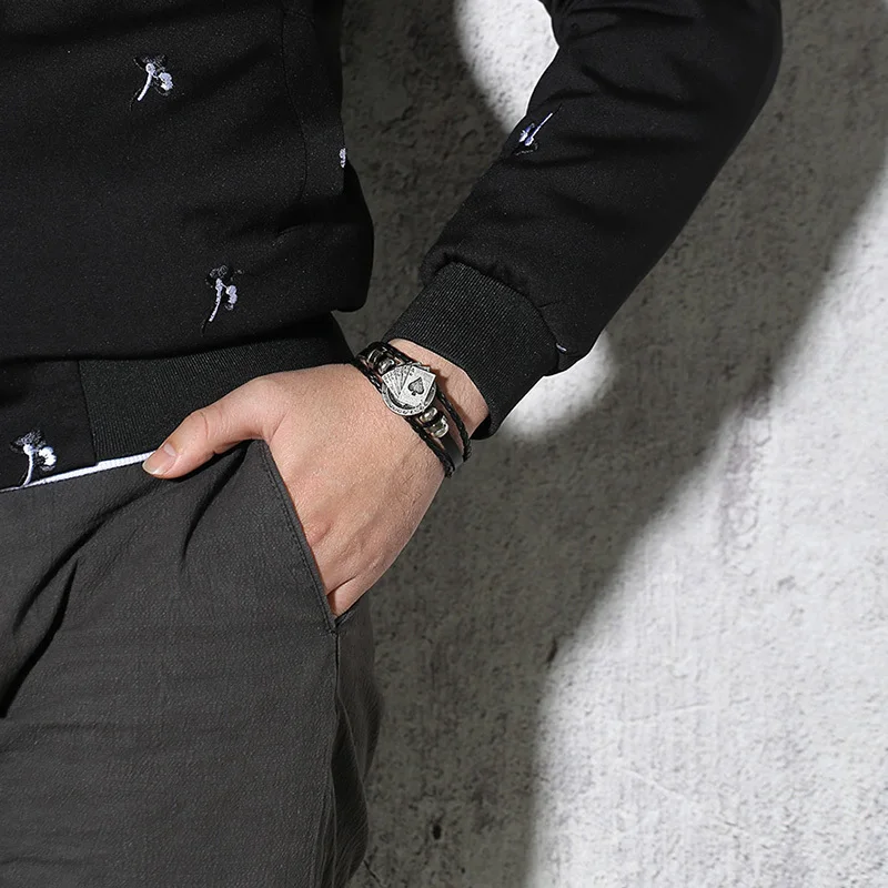 Vnox Vintage Scorpion Charm Bracelets for Men Layered Leather Bangle Gents Male Casual Jewelry - Image 3