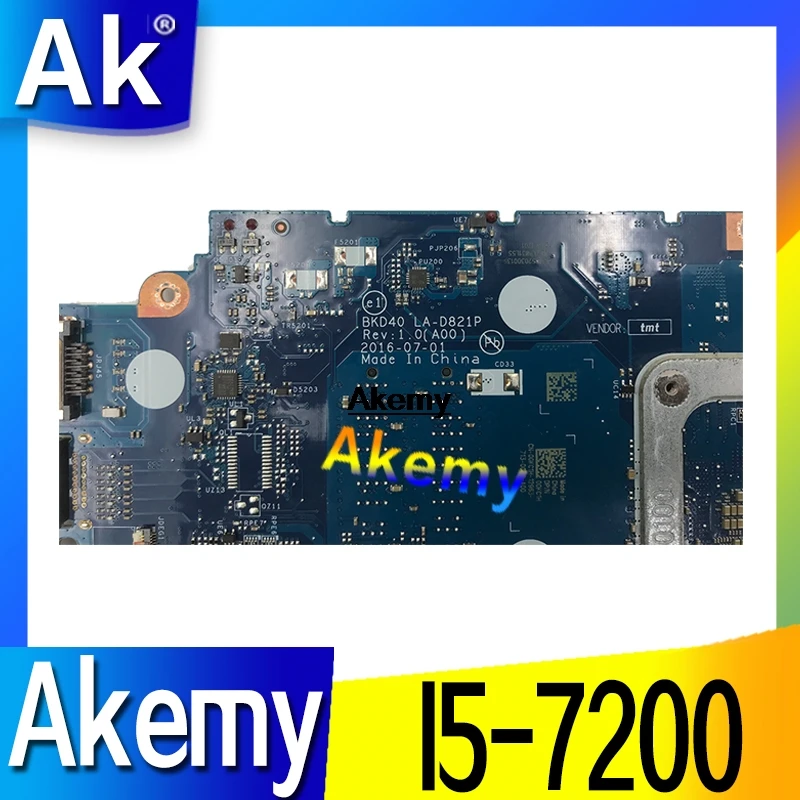 Akemy для Dell Inspiron 7460 7560 материнская плата ноутбука i5-7200U CPU BKD40 LA-D821P 100%