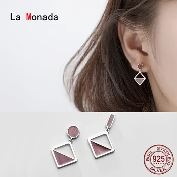 

La Monada Asymmetrical Drop Silver Earrings 925 Sterling Silver Fine Jewelry For Women Hanging Korean Earrings Hollow Square