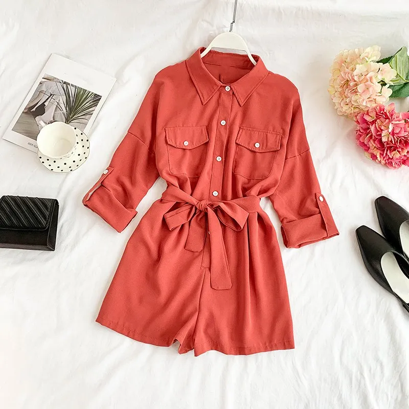 Женский комбинезон с отложным воротником элегантные летние комбинезоны на